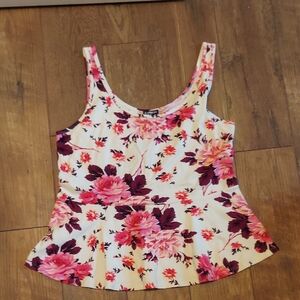 Express Floral Tank Top - Pink and Cream